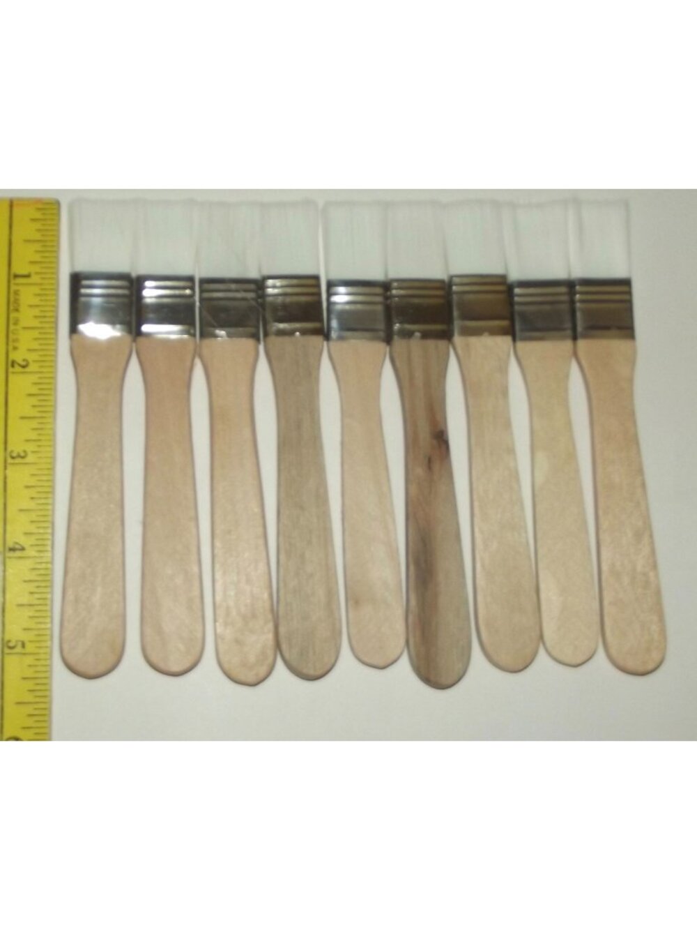 5.25" x .5" LOT OF 9 Paint Brush Nylon Bristle Wood Handle Small Touch Up trim